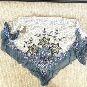 Anthropologie NWT beaded & embellished scarf